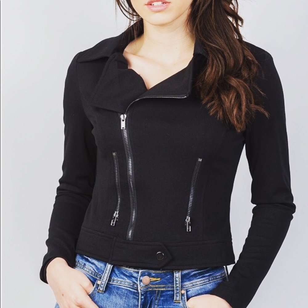 Asymmetric Faux Suede Moto Jacket